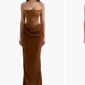 House of CB Brown Strapless Prom Dress